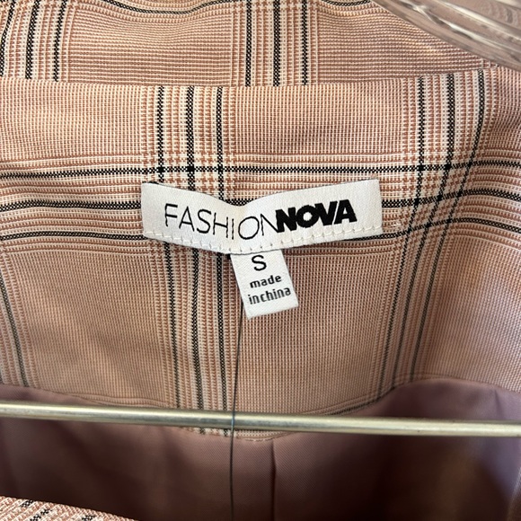 Fashion Nova Blush Plaid Dream Blazer Set NWT - Picture 5 of 12